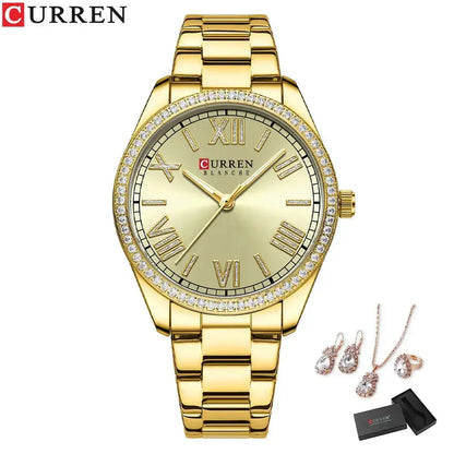 CURREN Luxury Watch Women Ring Necklace