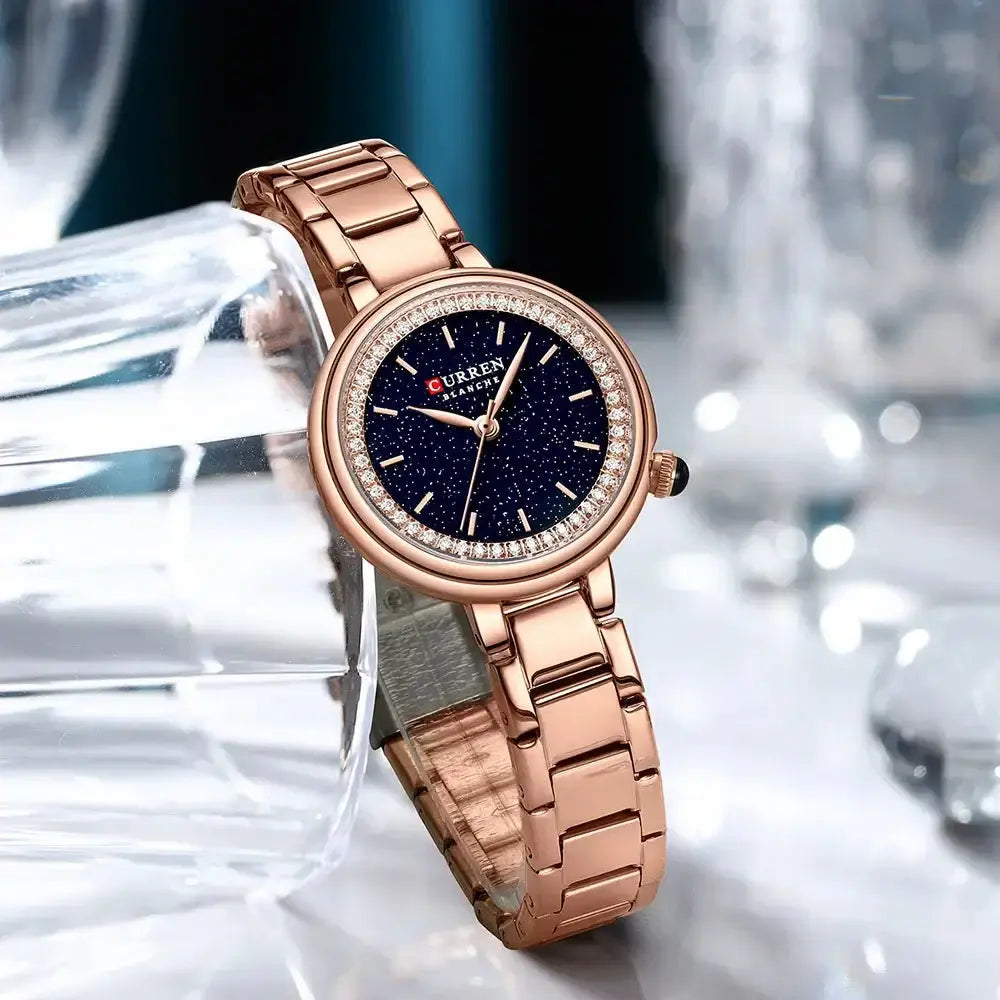 CURREN Luxury Watch Women Ring Necklace