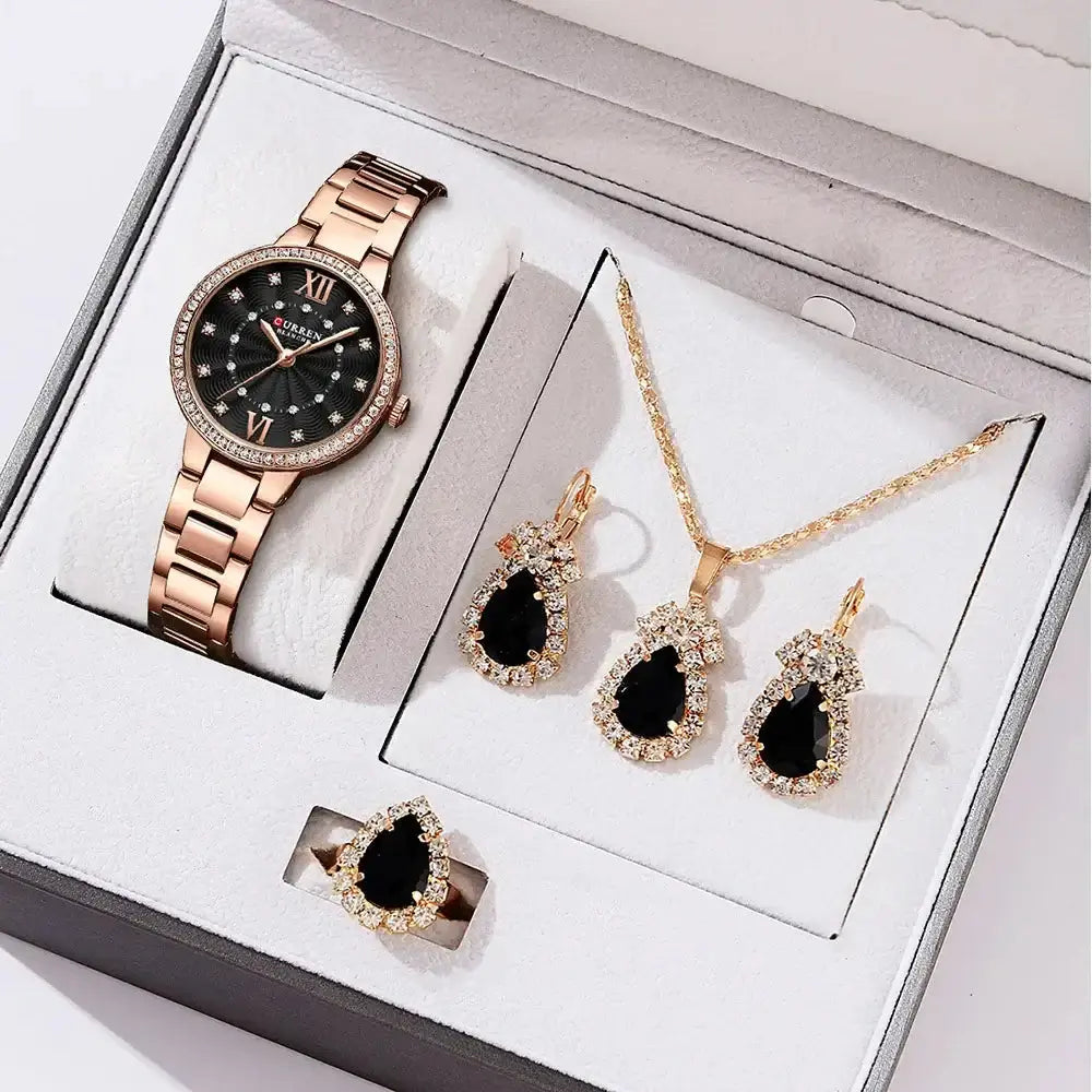 CURREN Luxury Watch Women Ring Necklace
