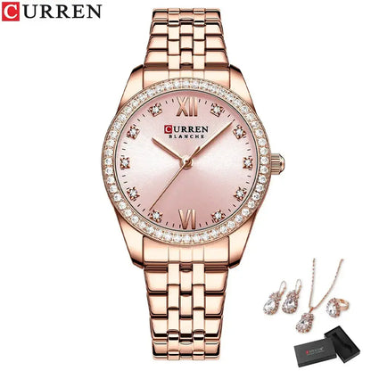 CURREN Luxury Watch Women Ring Necklace