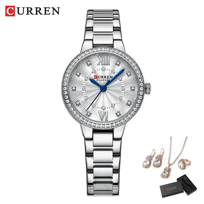 CURREN Luxury Watch Women Ring Necklace