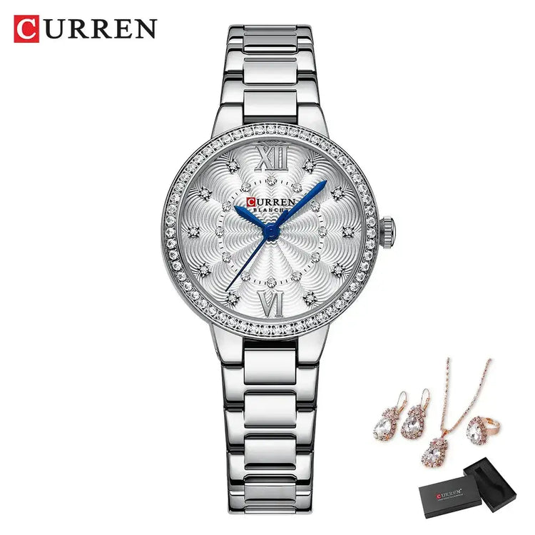 CURREN Luxury Watch Women Ring Necklace