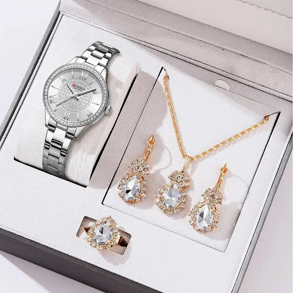 CURREN Luxury Watch Women Ring Necklace